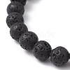 Natural Lava Rock & Mixed Gemstone Round Beaded Stretch Bracelets BJEW-JB09774-5