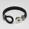 Black Leather Snap Bracelet Making for Snap Charm Buttons X-AJEW-R022-04-2