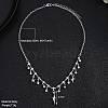 Alloy Micro Pave Cubic Zirconia Pendant Bib Necklaces for Women PW-WG44820-01-2