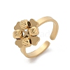 304 Stainless Steel Clover Open Cuff Rings for Women RJEW-A052-05G-4