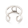 Clear Cubic Zirconia Initial Letter Open Cuff Ring RJEW-A012-01P-D-3