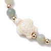 Natural Flower Amazonite Round Beaded Braided Bead Bracelets BJEW-JB10692-02-3