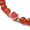 Natural Carnelian Round Beaded Stretch Bracelets BJEW-JB09881-05-3