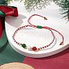 Christmas 6mm Round Dyed Natural TaiWan Jade & Natural Carnelian & Glass Seed Beads Braided Bead Bracelets BJEW-MZ00070-03-2