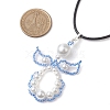 Glass Seed Beads & Shell Pearl Angel Pendant Necklaces NJEW-MZ00051-02-3