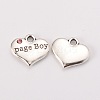 Wedding Theme Antique Silver Tone Tibetan Style Heart with Page Boy Rhinestone Charms LS-TIBEP-N005-14D-1