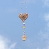 Wire Wrapped Natural Citrine Chip & Metal Heart Hanging Ornaments PW-WG4135E-01-4