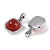 Natural Carnelian(Dyed & Heated) Square Charms KK-P283-46P-2