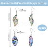 Beebeecraft 2 Pairs 2 Style Natural Abalone Shell/Paua Shell Dangle Earrings EJEW-BBC0001-23-2