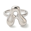 Initials Brass Open Cuff Ring for Women RJEW-N046-02A-P-2