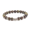 Natural Dragon Blood Stretch Bracelet with Alloy Beads BJEW-JB08017-05-1