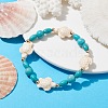 Turtle Synthetic Turquoise Beaded Stretch Bracelet BJEW-JB09954-2