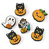 6Pcs 6 Styles Halloween Theme Silicone Focal Beads SIL-TA0002-44-3