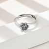 Rhodium Plated 925 Sterling Silver Moissanite Adjustable Rings RJEW-U038-12P-3