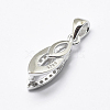Rhodium Plated 925 Sterling Silver Micro Pave Cubic Zirconia Pendant Bails STER-E053-35P-2