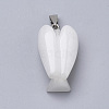 Angel Natural White Jade Pendants with Brass Clasps G-R220-13M-2