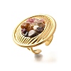 Natural Rose Quartz & Tiger Eye & Quartz Crystal & Amethyst Chip Finger Rings for Women RJEW-R012-06G-01-2