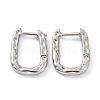 Textured Rectangle Brass Hoop Earrings LS-EJEW-B007-02P-1