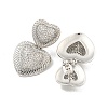 Heart Brass Pave Clear Cubic Zirconia Dangle Stud Earrings EJEW-M258-27P-2