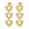 Rack Plating Heart Brass Micro Pave Clear Cubic Zirconia Dangle Stud Earrings EJEW-L097-31G-1