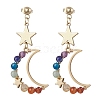 7 Chakra Gemstone Dangle Stud Earrings EJEW-TA00505-1