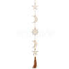 Star Moon Bohemian Style Wooden Pendant Decorations HJEW-WH0053-12-1