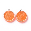 Flat Round Resin Fruit Pendants RESI-H144-10A-1