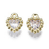 Brass Inlaid Clear Cubic Zirconia Charms ZIRC-S069-048A-G-1