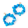 2Pcs Dyed Synthetic Turquoise Chip Beaded Pendants PALLOY-TAC0232-03-2
