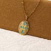 Vintage Real 18k Gold Plated Titanium Steel Enamel Pendant Necklaces for Women QI4661-2-1