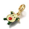 Rack Plating Alloy Green Enamel European Dangle Charms PALLOY-P307-17G-2