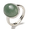 Natural Green Aventurine Oval Adjustable Rings RJEW-K371-07S-20-2