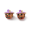 Halloween Rack Plating Brass Enamel European Beads KK-M280-01G-1