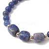 Natural Sodalite Cube & Round Beaded Stretch Bracelets BJEW-JB10807-04-3