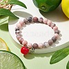 Teachers' Day Thank You 8mm Round Natural Zebra Jasper Stretch Bracelets BJEW-JB10432-02-2