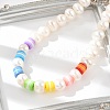 Natural Pearl & Acrylic Column Beaded Necklaces NJEW-C070-03-2