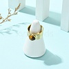 Natural Gemstone Round 304 Stainless Steel Cuff Open Rings for Women RJEW-JR01069-2