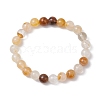 Round Natural Yellow Hematoid Quartz Beads Stretch Bracelets for Women BJEW-JB11400-2