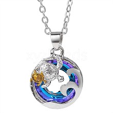 Double Turtle and Wave Alloy Pendant Necklace with Rhinestone JN1015A