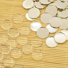 Brass Cabochons Settings and Flat Round Transparent Clear Glass Cabochons KK-X0009-S-RS