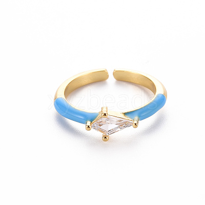 Brass Enamel Cuff Rings RJEW-T016-28F-NF-1