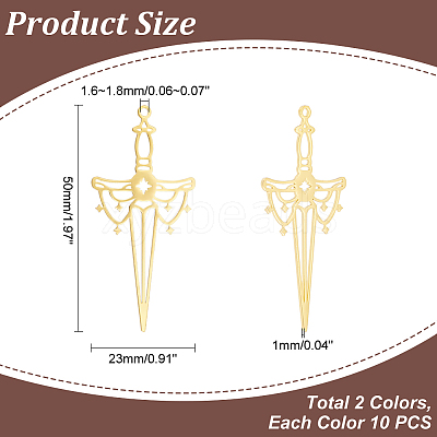 20Pcs 2 Colors 304 Stainless Steel Big Pendants STAS-UN0051-35-1