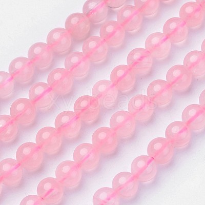 Pink Color Natural Madagascar Rose Quartz Beads Strands G-D809-22-6mm-1