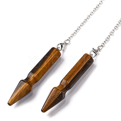 Natural Tiger Eye Pointed Dowsing Pendulums G-Q184-04D-P-1