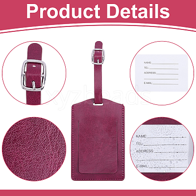 4Pcs 4 Colors Rectangle PU Leather Luggage Tag AJEW-ME0002-84-1