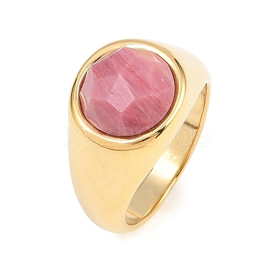 304 Stainless Steel Natural Rhodochrosite Finger Rings RJEW-F203-02G-02-1
