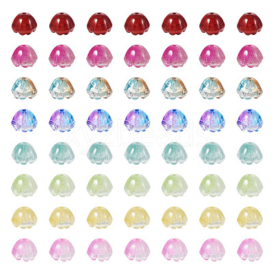 128Pcs 8 Colors Transparent Spray Painted Glass Beads GLAA-TA0001-26-1