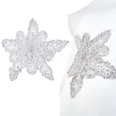 3D Flower Polyester Sequin Brooches for Backpack Clothes JEWB-WH0030-63A-1