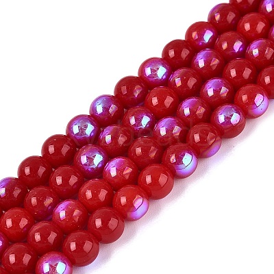 Electroplate Opaque Glass Beads Strands LS-EGLA-Q132-6MM-01C-06-1