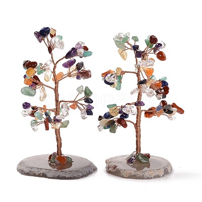 Natural Gemstone Chips & Agate Pedestal Display Decorations DJEW-A001-04G-1